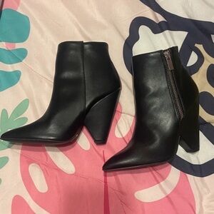Charlotte Russe Black Pointed Toe Ankle Boots with Side Zip